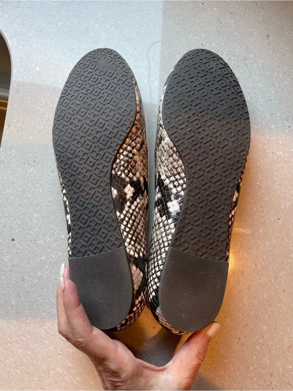 Tory Burch Lowell Snake Print Ballet Flats | Brown/Cream